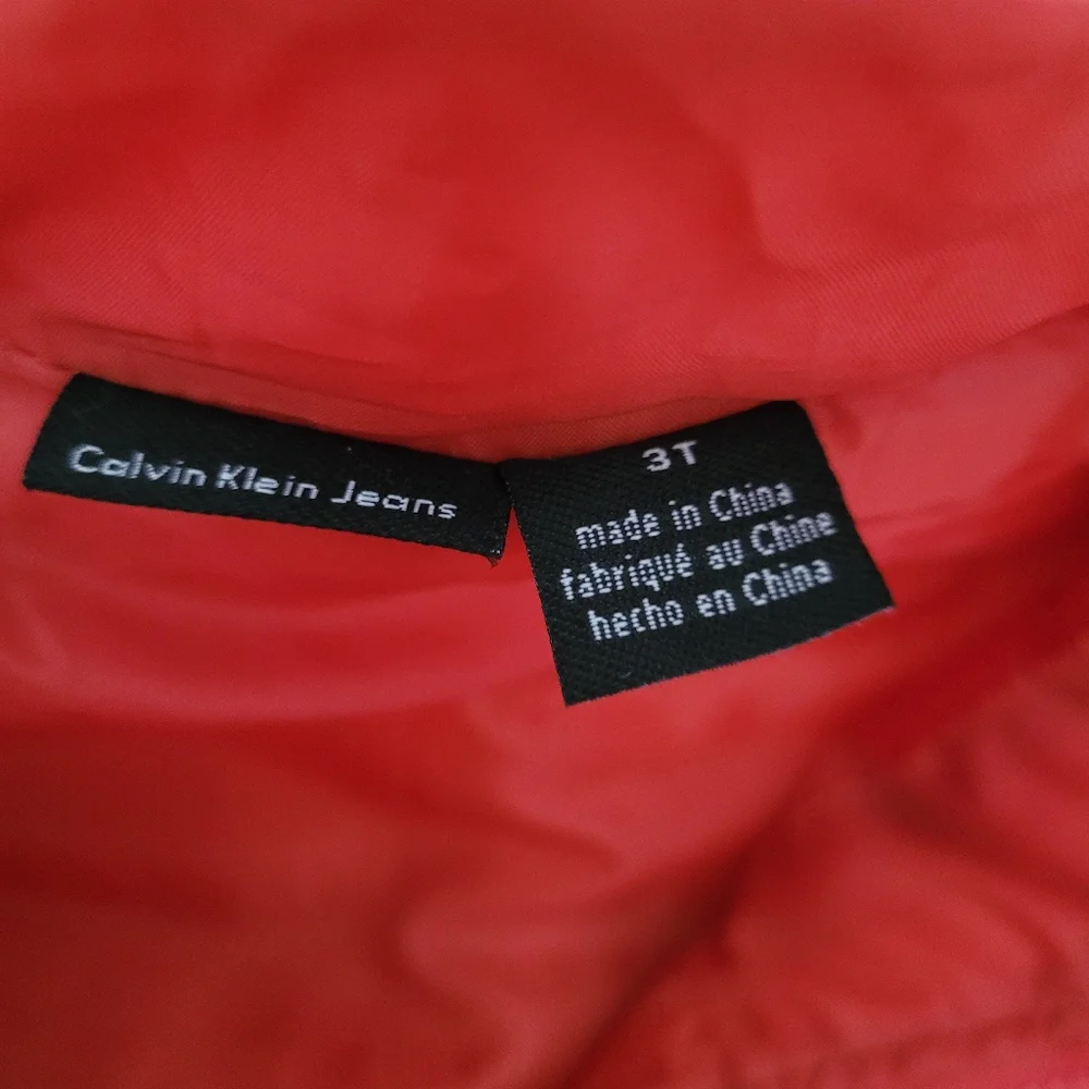 Calvin Klein Jeans 3T Red Puffer Vest Toddler Boys Full Zip